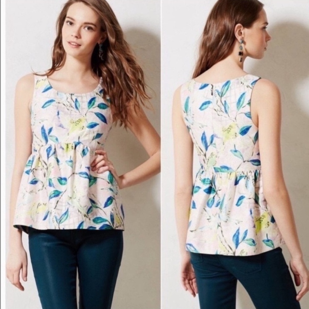 Leifsdotter Anthropologie Sleeveless Peplum Blouse Size 8